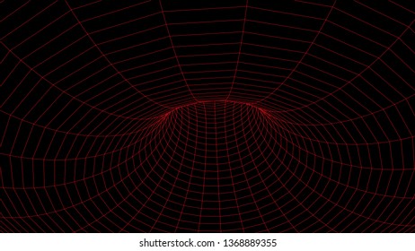 Abstract tunnel. Vector wormhole. 3D corridor mesh.