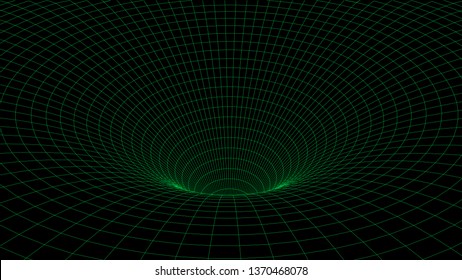 Abstract tunnel. Vector wormhole. 3D corridor mesh.