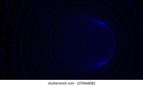 Abstract tunnel. Vector wormhole. 3D corridor mesh.