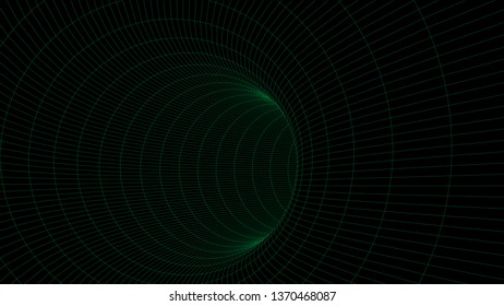 Abstract tunnel. Vector wormhole. 3D corridor mesh.