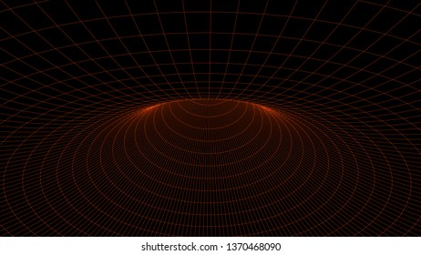 Abstract tunnel. Vector wormhole. 3D corridor mesh.