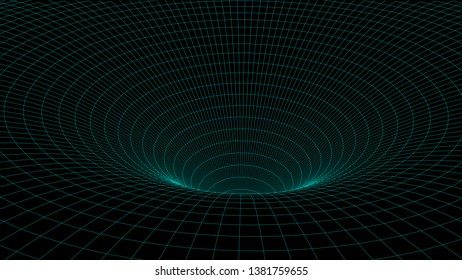 Abstract tunnel. Vector wormhole. 3D corridor mesh.