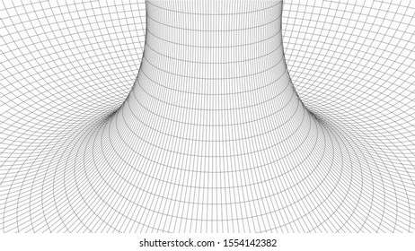 Abstract tunnel. Vector wormhole. 3D corridor mesh.