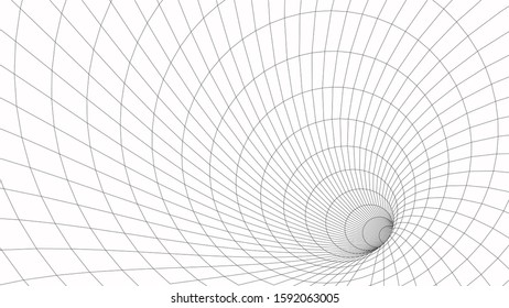 Abstract tunnel. Vector wormhole. 3D corridor mesh.
