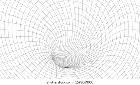 Abstract tunnel. Vector wormhole. 3D corridor mesh.