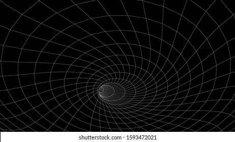 Abstract tunnel. Vector wormhole. 3D corridor mesh.