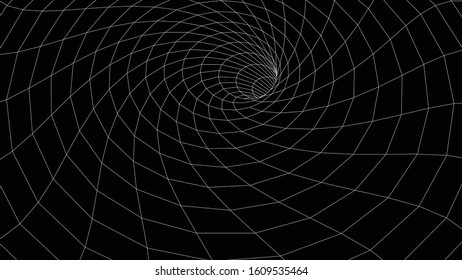 Abstract tunnel. Vector wormhole. 3D corridor mesh.