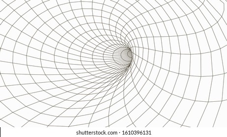 Abstract tunnel. Vector wormhole. 3D corridor mesh.