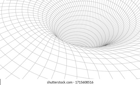 Abstract tunnel. Vector wormhole. 3D corridor mesh.