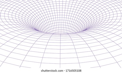 Abstract tunnel. Vector wormhole. 3D corridor mesh.