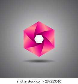abstract turbine logo vector design in hexagon shape
