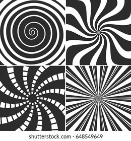 Abstract turbulences,psychedelic spiral , vortex backgrounds - vector set.