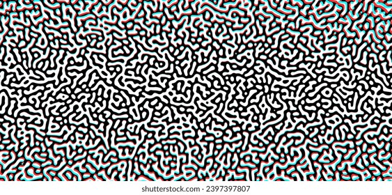 Abstract Turing ornament halftone reaction diffusion psychedelic background with Chromatic aberrations. Vector generative algorithm illustration.