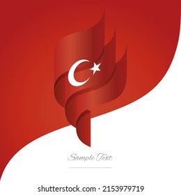 Abstract Turkey 3D Wavy Flag Red White Modern Ribbon Strip Logo Icon Abstract Background Vector