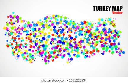 Abstract Turkey map of colorful ink splashes, grunge splatters. Vector illustration