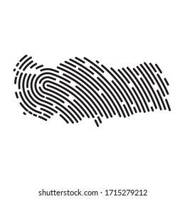 abstract Turkey map filled with fingerprint pattern - vector illustration