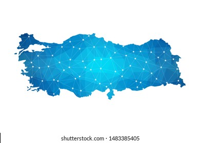 Abstract Turkey Map geometric rumpled triangular low poly style gradient graphic on white background , line dots polygonal design for your . Vector illustration eps 10