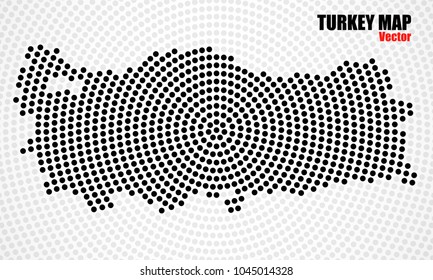 Abstract Turkey map of radial dots, halftone concept. Vector illustration, eps 10