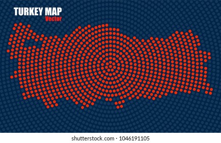 Abstract Turkey map of radial dots, halftone concept. Vector illustration, eps 10