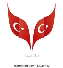 Abstract Turkish eagle flag ribbon logo white background