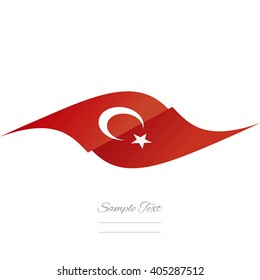 Abstract Turkish flag ribbon logo white background
