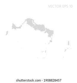 Abstract Turks and Caicos Island map with gray diagonal lines. Turks and Caicos Island stripes map. Vector illustration EPS10.