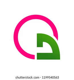 Abstract Turn arrow with pink circle logo template