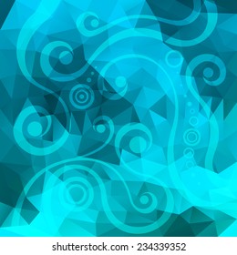 abstract turquoise background with floral elements,