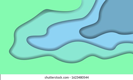 Abstract turquoise background on paper cut style. Vector illustration