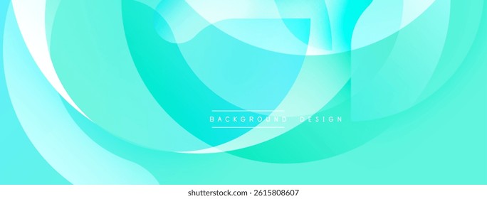 Abstract turquoise background. Overlapping circles create dynamic, flowing visual effect. Minimalist design suitable for digital projects.