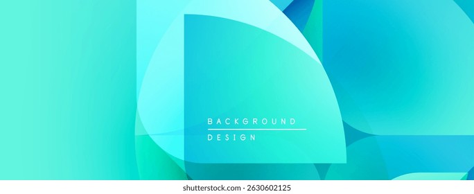 Abstract turquoise background. Overlapping shapes create dynamic visual effect. Modern design suitable for digital projects.