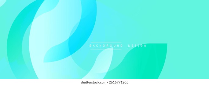 Abstract turquoise background. Smooth flowing shapes create modern visual effect. Minimalist design suitable for banners, websites.