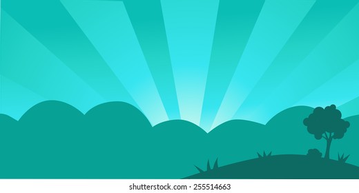 abstract turquoise background with tree
