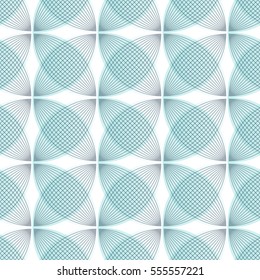 Abstract turquoise blue background, geometric shapes with many thin lines. Seamless vector pattern. Technology teal green background with gray lines.