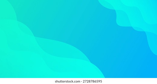 Abstract turquoise and blue background with soft wavy fluid shapes and gradient. Vector illustration