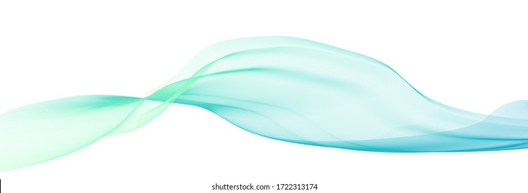 Abstract turquoise blue transparent veil on white background. Subtle vector graphic pattern