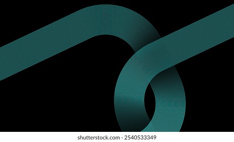 Abstract Turquoise Circular Wave Pattern on Dark Background - Minimalist Geometric Design for Modern Art Projects