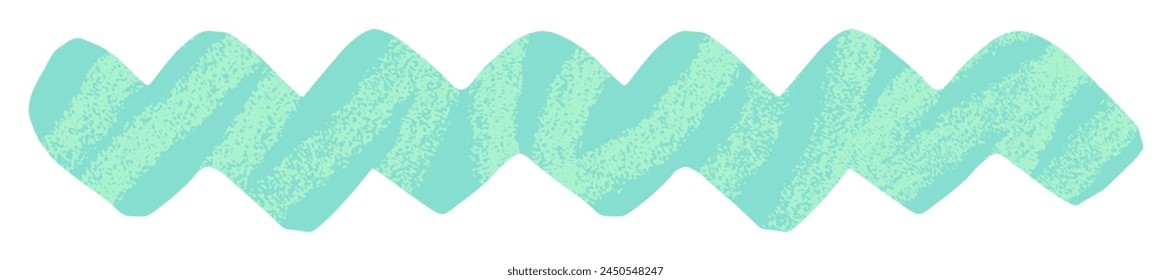 Abstract turquoise cut out wave shape isolated on white background. Colorful abstract squiggle shape collage element. Organic zigzag vector line element.
