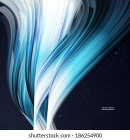 abstract turquoise design elements on a dark background.