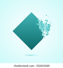 Abstract turquoise explosion square. The geometric shape. Vector eps10
