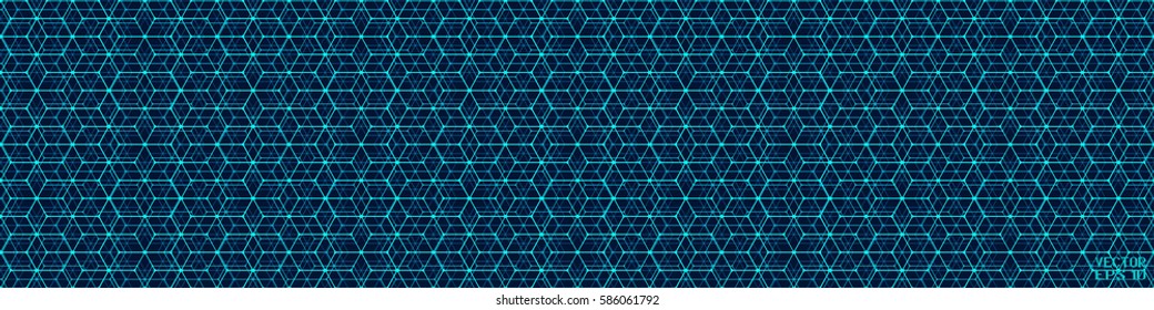 Abstract Turquoise Geometric Pattern with Rhombuses. Inclined Cube Structural Texture of Tile Wall. Vector. 3D Illustration