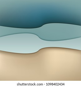 Abstract turquoise and golden background in material design style 