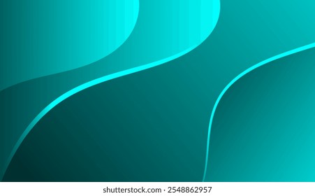 Abstract Turquoise Gradient Background with Curved Lines for Modern, Minimalist, and Elegant Designs