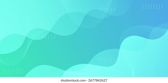 Abstract turquoise gradient background with smooth wave lines.