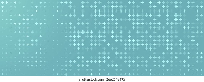 Abstract Turquoise Gray Medical Vector Background.  Soft, non digital cross pattern for clinic websites, whitepapers. Calm and professional.