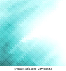 Abstract turquoise green geometric shapes background with white copyspace area.