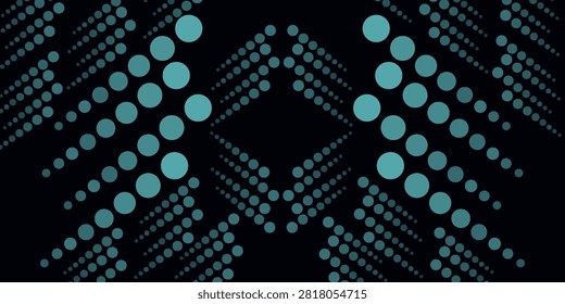 Abstract Turquoise Halftone Dot Pattern with Geometric Diamond Shape on Dark Background