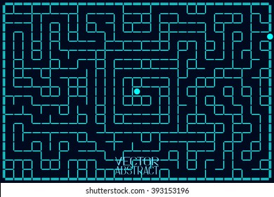 Abstract Turquoise Labyrinth. Azure Pattern of Maze Isolated on White Background. Vector Illustration