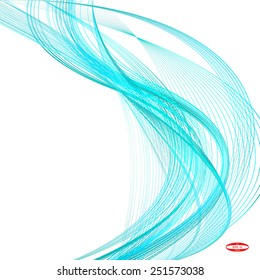 abstract turquoise line aqua wave cyan band on white background vector
