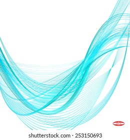 abstract turquoise line aqua wave cyan band on white background vector